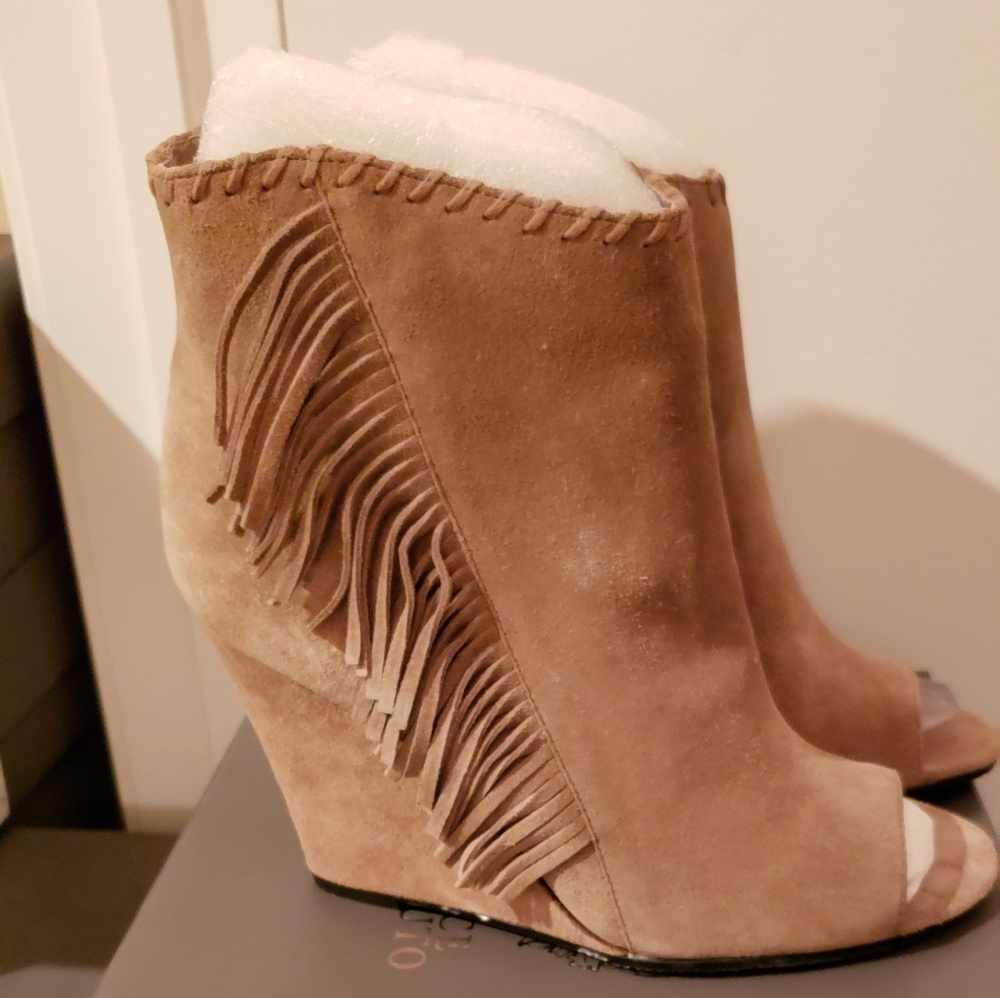 Tan suede booties